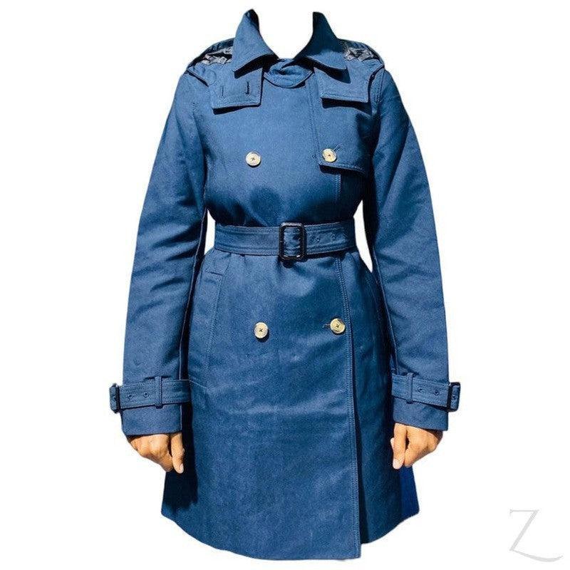 Buy-Ladies Double Breasted Hooded Trench Coat | Water Repellent | "Zia" - B Grade-Navy Blue-XS-Online-in South Africa-on Zalemart