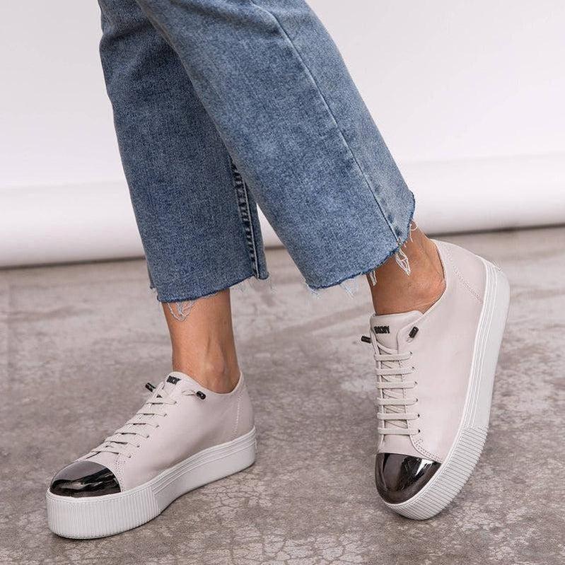 Buy-Ladies Genuine Leather Platform Sneakers | Lace Up | "Shaka" - B Grade-Online-in South Africa-on Zalemart