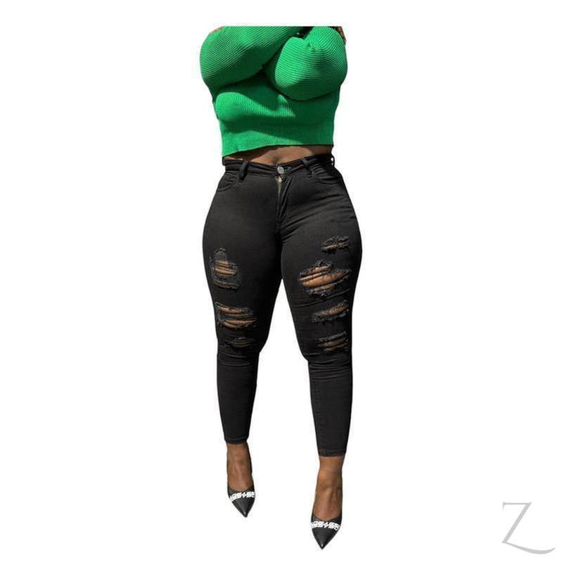 Buy-Ladies High Rise Super Skinny Super Stretchy Strong Denim Jeans | Ripped | "Ravi" - B Grade-Online-in South Africa-on Zalemart