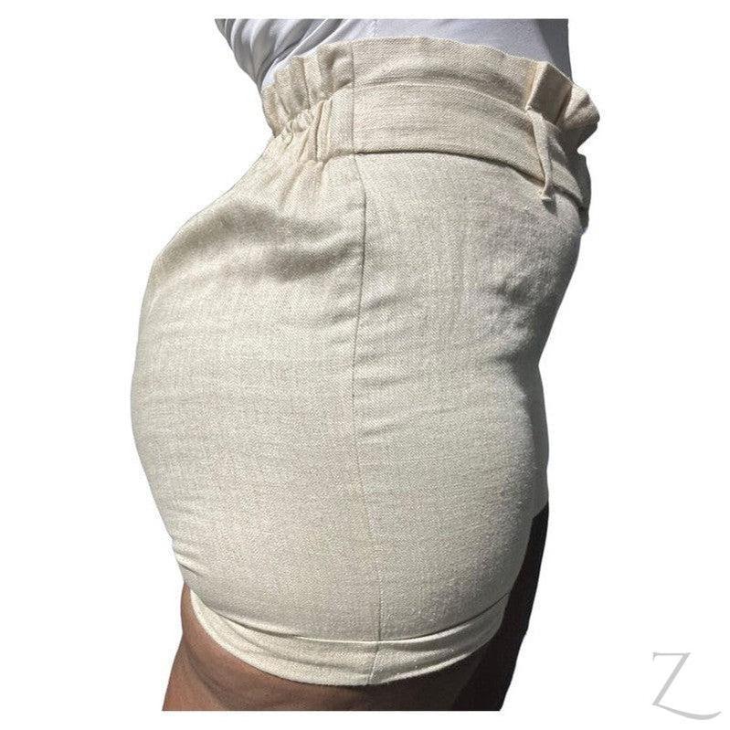 Buy-Ladies High Waist Paper Bag Linen Shorts | "Oola" - B Grade-Online-in South Africa-on Zalemart