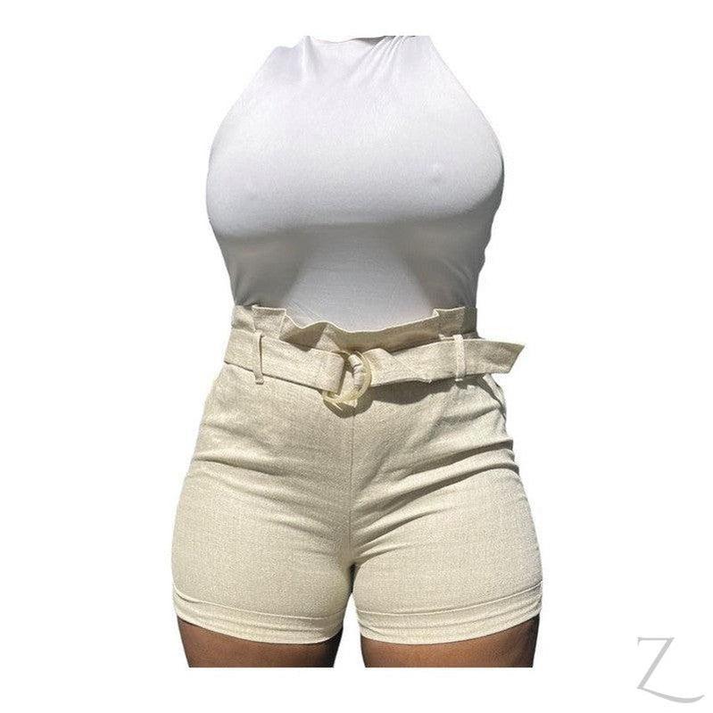 Buy-Ladies High Waist Paper Bag Linen Shorts | "Oola" - B Grade-Online-in South Africa-on Zalemart