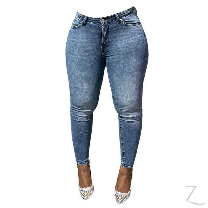Buy-Ladies High Waist Super Skinny Super Strong Stretchy Denim Jeans | Plain | "Phela" - B Grade-Medium Blue-XS-Regular-Online-in South Africa-on Zalemart