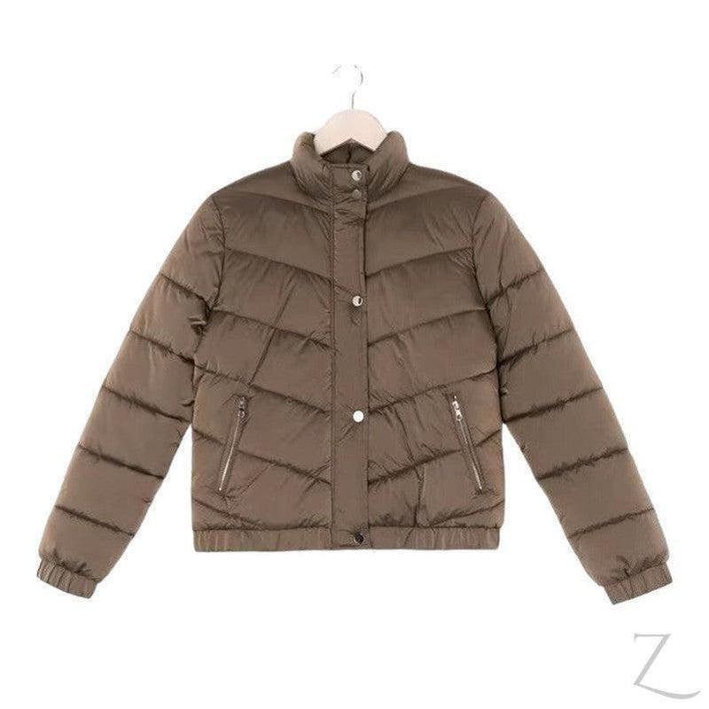 Buy-Ladies Quilted Puffer Jacket | Buttons + Zipper | "Yagi" - B Grade-Golden Green-XXS-Online-in South Africa-on Zalemart