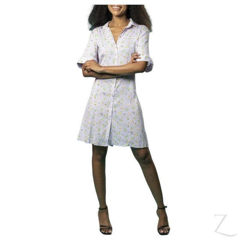 Buy-Ladies Short Sleeve Mini Summer Dress | Short | "Oola" - B Grade-Purple with Yellow Flowers-XS-Online-in South Africa-on Zalemart