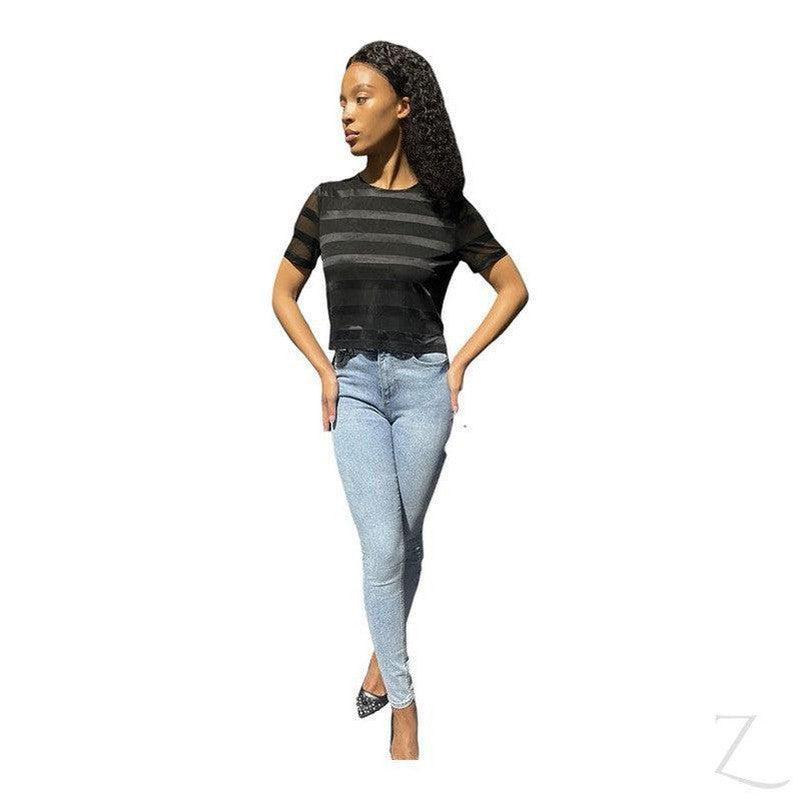 Buy-Ladies Silky Mesh Top | Striped | "Ria" - B Grade-Online-in South Africa-on Zalemart