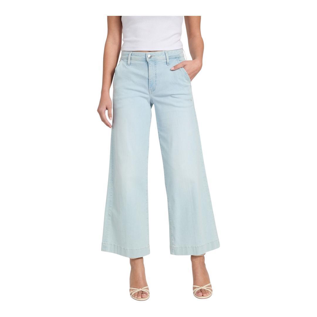 Buy-Ladies Stretchy Strong Wide Leg Denim Jeans | Cropped | "Gela" - A Grade-Light Wash Blue-28-Online-in South Africa-on Zalemart