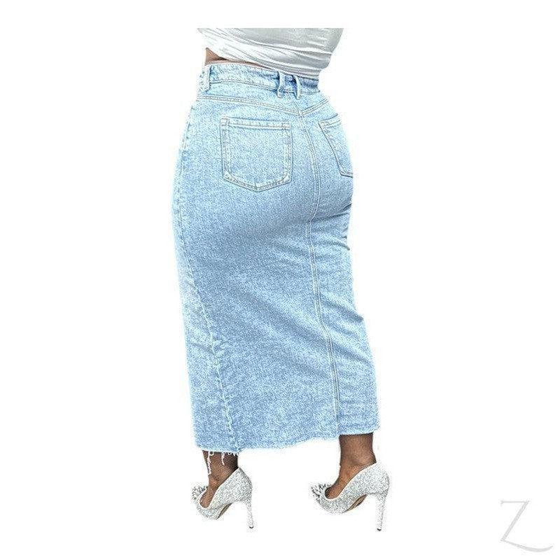 Buy-Ladies Strong Pencil Cropped Denim Skirt | Maxi | "Zana" - B Grade-Online-in South Africa-on Zalemart
