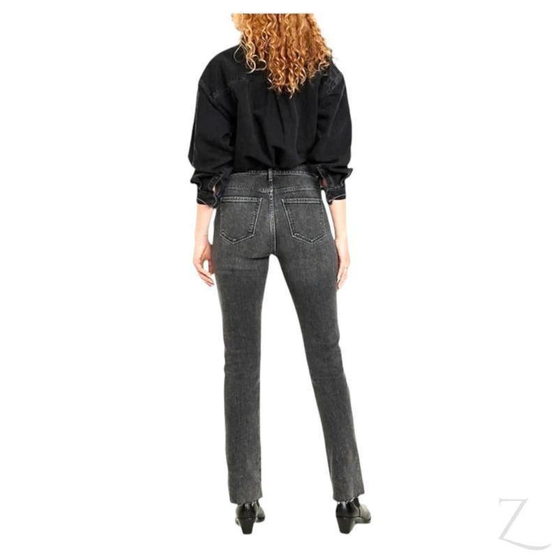 Ladies High Rise Super Strong Slightly Stretchy Slim Fit Denim Jeans With Cropped Hem | Plain | "Samina" - A Grade