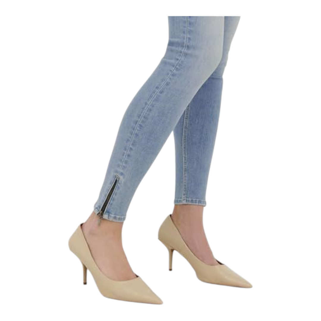 Ladies Super Stretchy Super Skinny Ankle Grazer Detailed Denim Jeans | Zip Detail | "Phela" - A Grade
