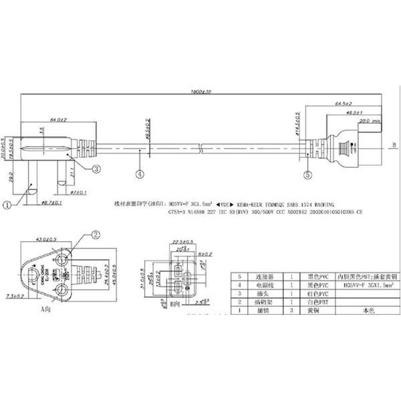 Dedicated C19 to RED 3 Pin Plug (Kettle Plug) Power Cable
