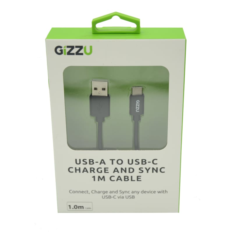GIZZU USB2.0 A to USB-C 1m Cable - Black