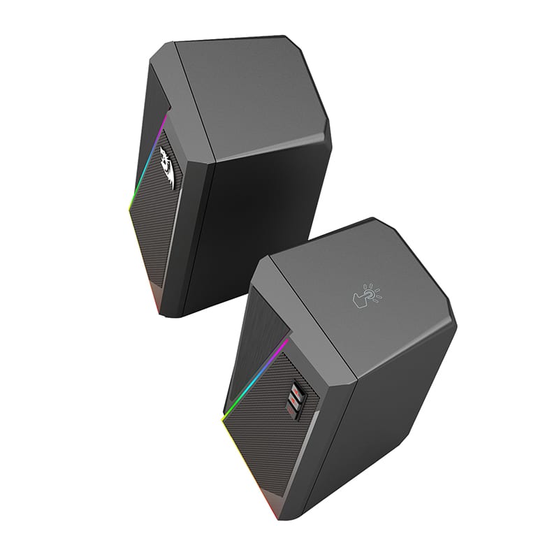 Redragon ANVIL 2.0 Speakers 2 x 3W | 8 Mode RGB | USB+3.5mm | Power + Volume Buttons - Black