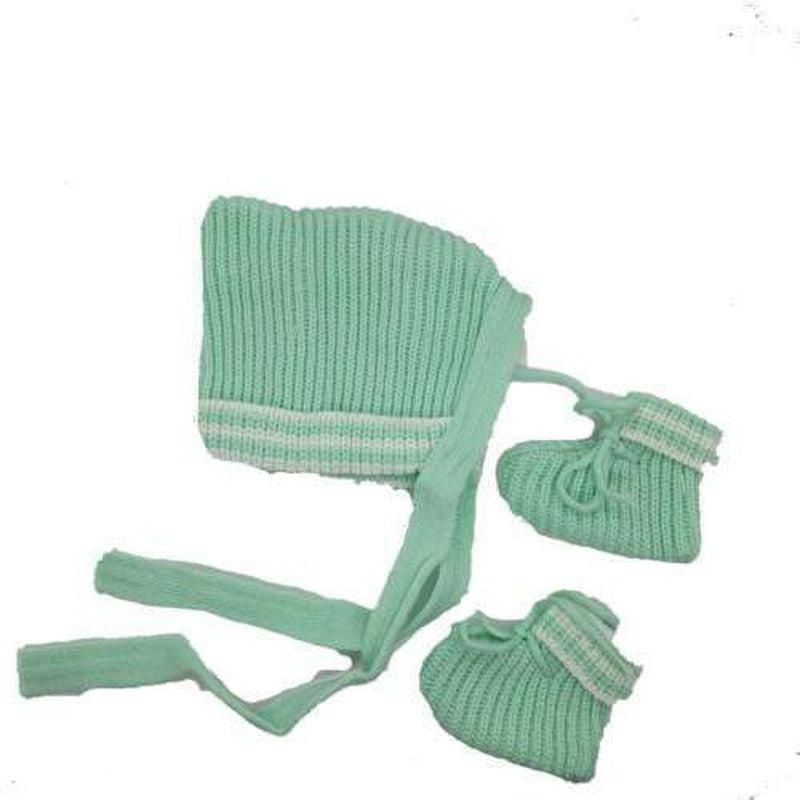 Newborn Baby Bonnet & Bootie Set - Assorted Colours - Zalemart