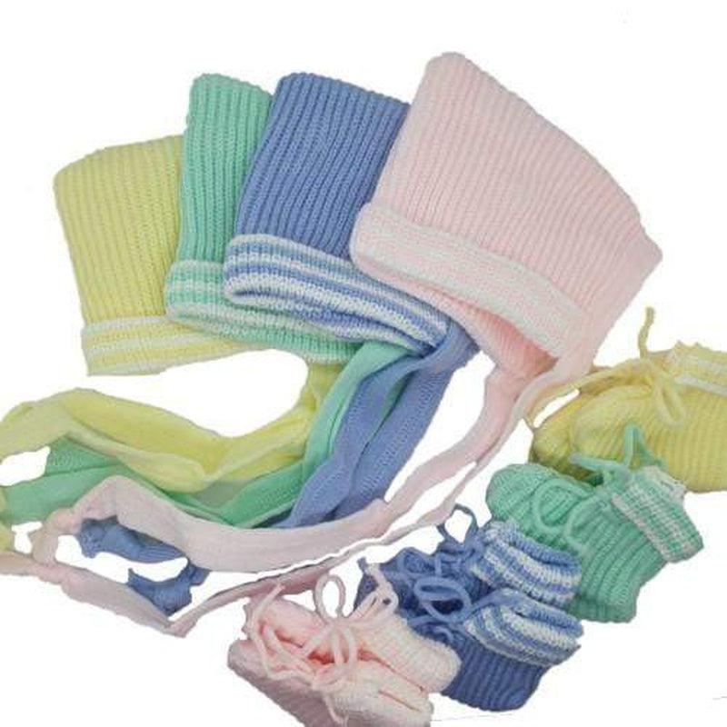 Newborn Baby Bonnet & Bootie Set - Assorted Colours - Zalemart