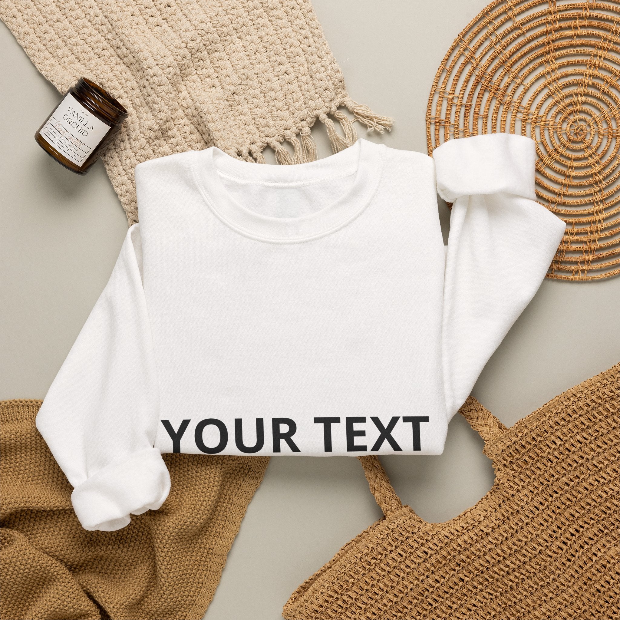 Custom Text Crewneck Sweatshirt — Personalized Minimalist Pullover