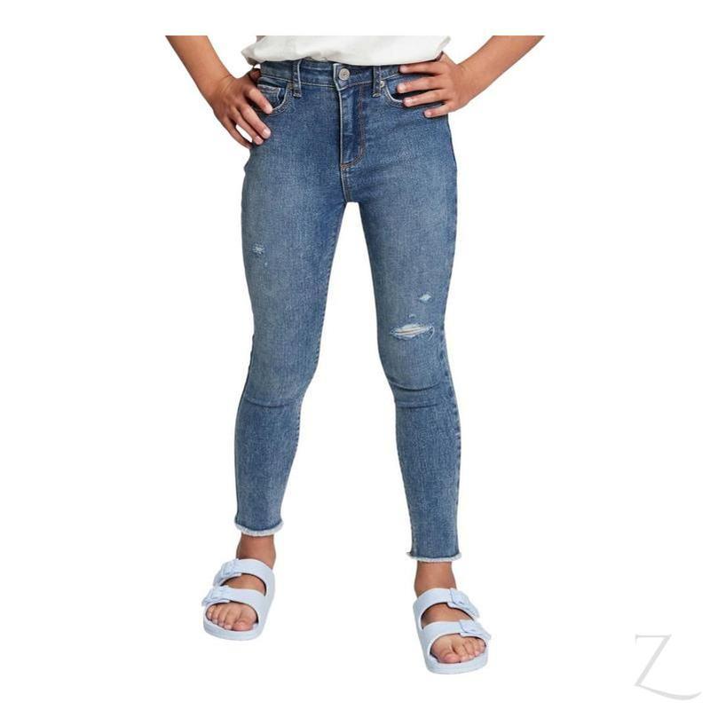 Buy-Girls' High Rise Super Stretchy Super Skinny Super Strong Denim Jeans | Detailed | "Bobo" - B Grade-Blue-5 Years-Online-in South Africa-on Zalemart