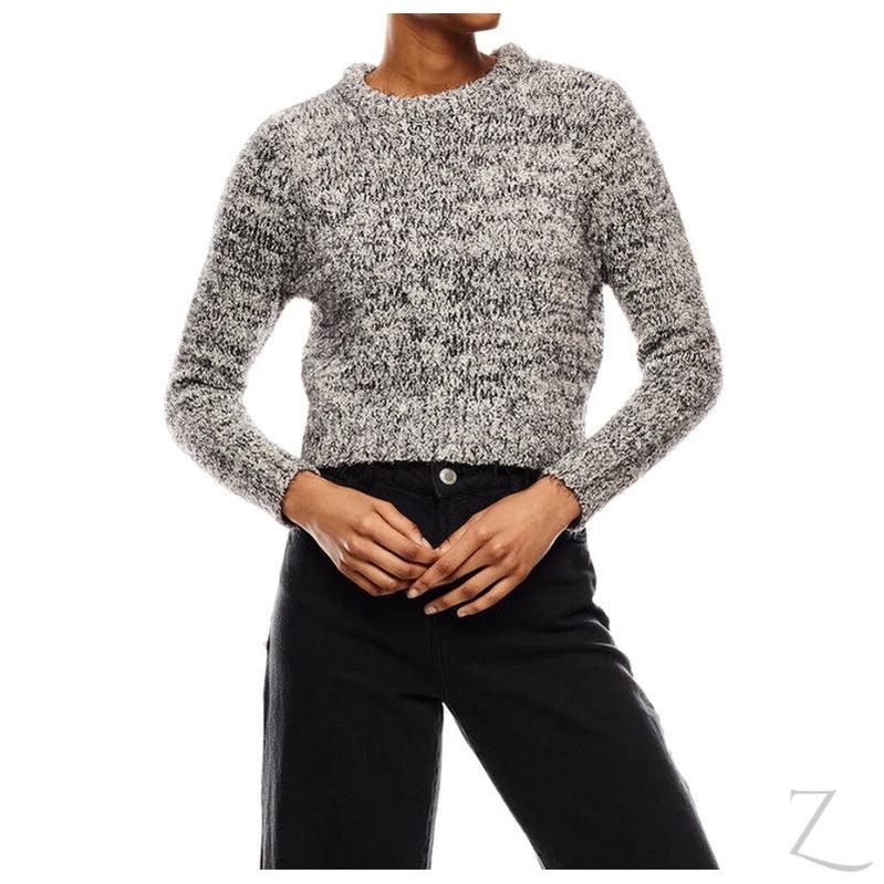 Buy-Ladies Cropped Woolly Sweater | Textured | "Ria" - B Grade-Black & White-S-Online-in South Africa-on Zalemart