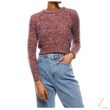 Buy-Ladies Cropped Woolly Sweater | Textured | "Ria" - B Grade-Pink & Navy-S-Online-in South Africa-on Zalemart