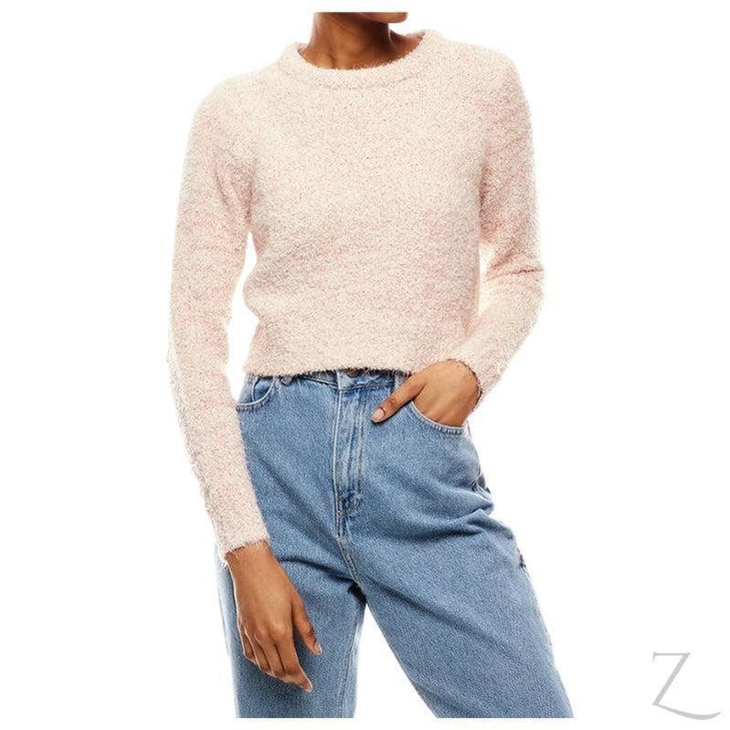 Buy-Ladies Cropped Woolly Sweater | Textured | "Ria" - B Grade-Pink & White-S-Online-in South Africa-on Zalemart