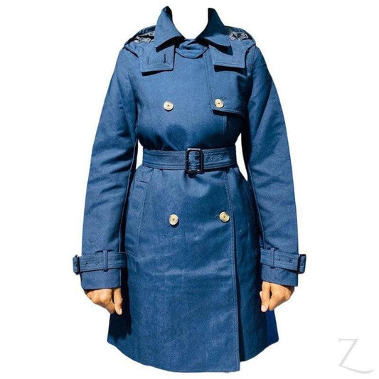 Buy-Ladies Double Breasted Hooded Trench Coat | Water Repellent | "Zia" - B Grade-Navy Blue-XS-Online-in South Africa-on Zalemart