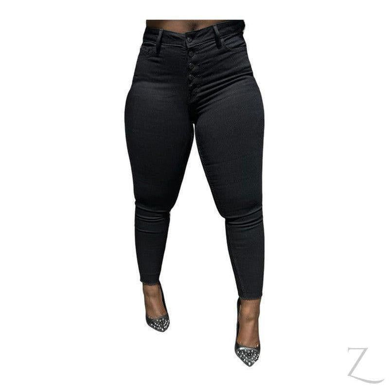 Buy-Ladies Extra High Rise Super Skinny Super Stretchy Strong Denim Jeans | Cropped | "Samina" - B Grade-Black-26-Regular-Online-in South Africa-on Zalemart