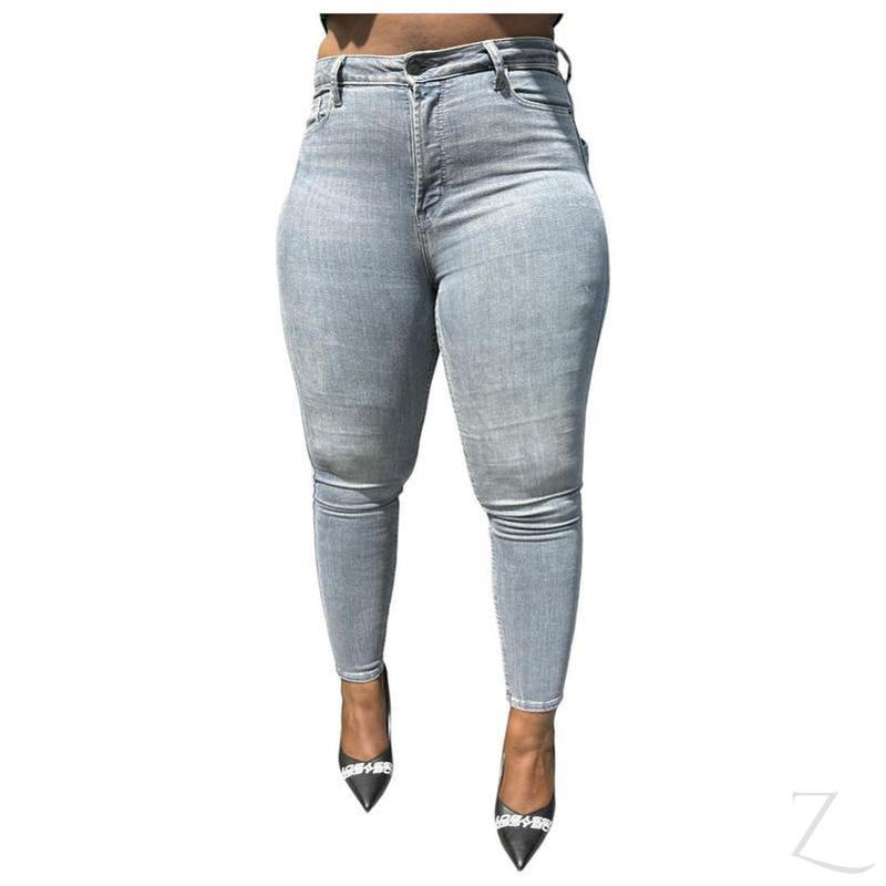 Buy-Ladies Extra High Rise Super Skinny Super Stretchy Strong Denim Jeans | Plain | "Samina"-Blue-Grey-26-Online-in South Africa-on Zalemart