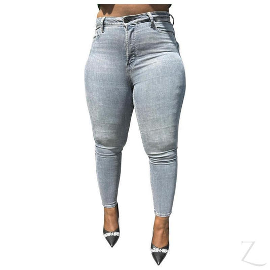 Buy-Ladies Extra High Rise Super Skinny Super Stretchy Strong Denim Jeans | Plain | "Samina"-Blue-Grey-26-Online-in South Africa-on Zalemart