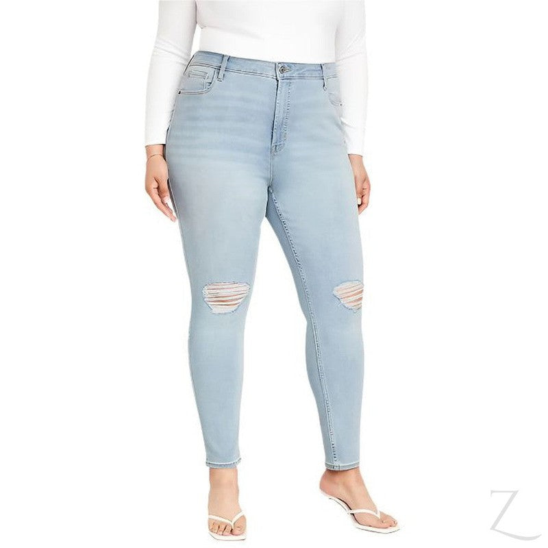 Buy-Ladies Extra High Rise Super Skinny Super Stretchy Strong Denim Jeans | Ripped | "Samina"-Light Blue-28-Regular-Online-in South Africa-on Zalemart