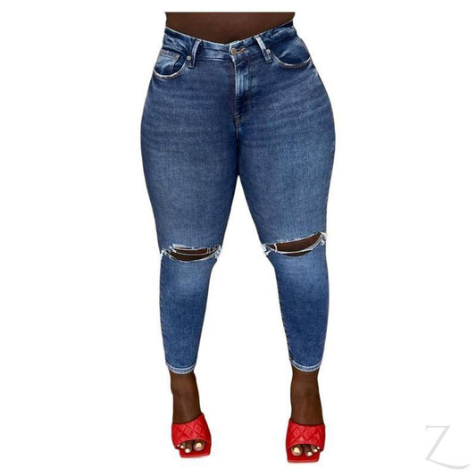 Buy-Ladies Extra High Rise Super Skinny Super Stretchy Super Strong Denim Jeans | Ripped | "Melika" - B Grade-Blue-32-38-Online-in South Africa-on Zalemart