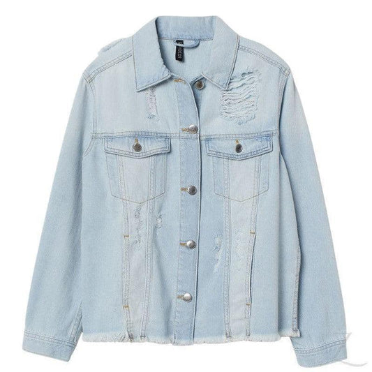 Buy-Ladies Heavily Distressed Denim Jacket | Ripped | "Futhi" - B Grade-Light Blue-XS-Online-in South Africa-on Zalemart