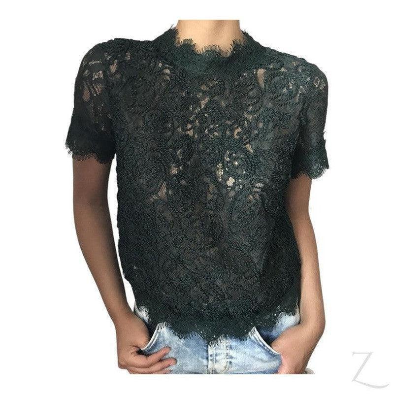 Buy-Ladies High Neck Lace Top | Short Sleeve | "Zia" - B Grade-Online-in South Africa-on Zalemart