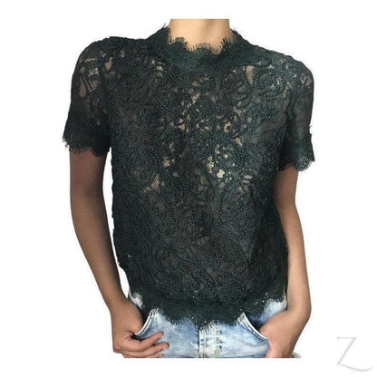 Buy-Ladies High Neck Lace Top | Short Sleeve | "Zia" - B Grade-Online-in South Africa-on Zalemart