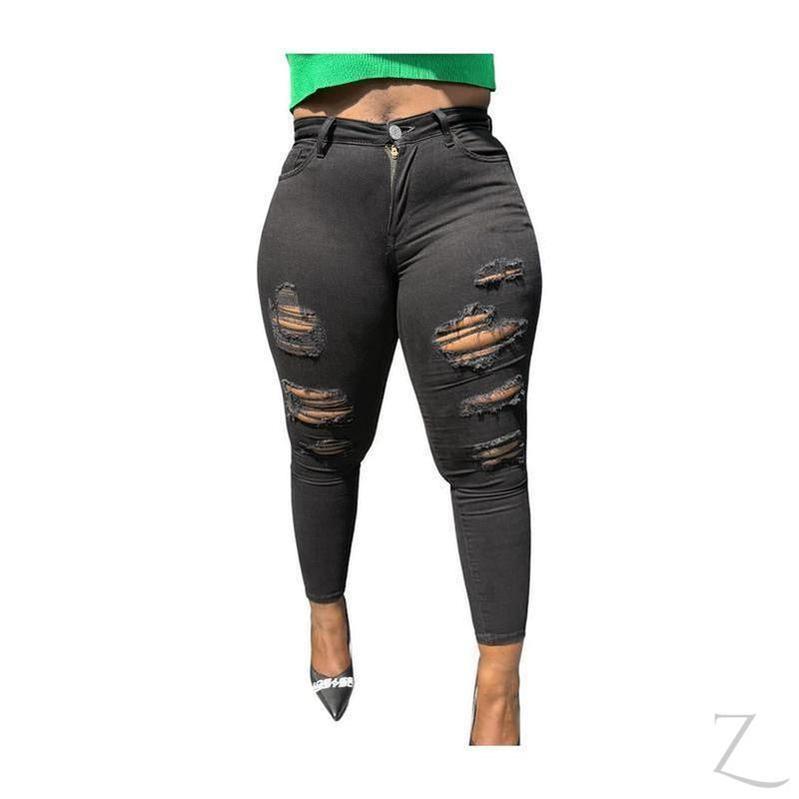 Buy-Ladies High Rise Super Skinny Super Stretchy Strong Denim Jeans | Ripped | "Ravi" - B Grade-Online-in South Africa-on Zalemart