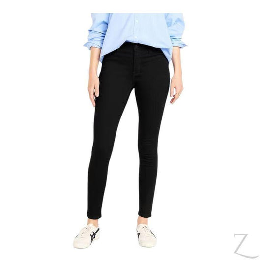 Buy-Ladies High Rise Super Skinny Super Strong Stretchy Denim Jeans | Plain | "Samina" - B Grade-Black-24-Regular-Online-in South Africa-on Zalemart