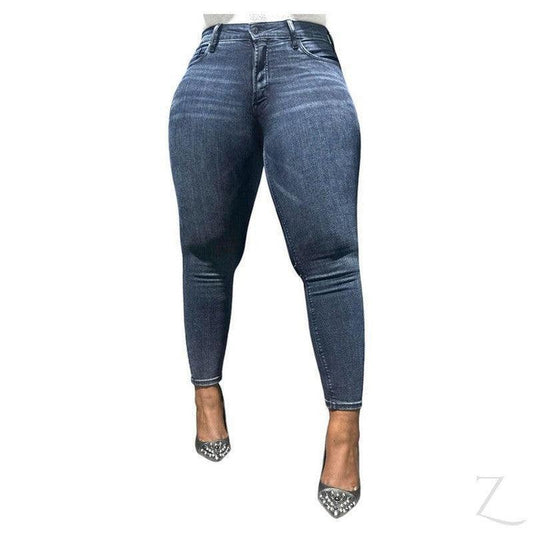 Buy-Ladies High Rise Super Skinny Super Strong Stretchy Denim Jeans | Plain | "Samina" - B Grade-Deep Blue-24-Regular-Online-in South Africa-on Zalemart