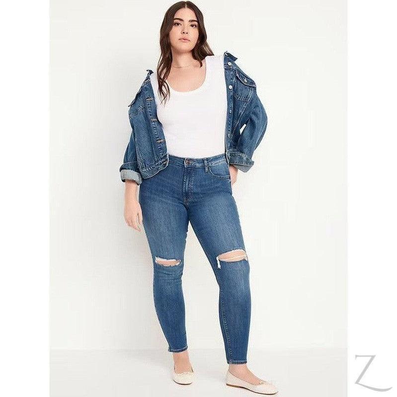 Buy-Ladies High Rise Super Skinny Super Strong Stretchy Denim Jeans | Ripped | "Samina" - B Grade-Online-in South Africa-on Zalemart