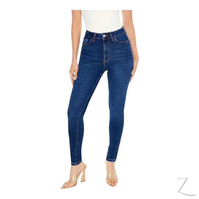 Buy-Ladies High Rise Super Stretchy Super Skinny Strong Denim Jeans | Plain | "Fele" - B Grade-Dark Blue-30-Online-in South Africa-on Zalemart