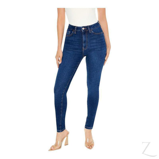 Buy-Ladies High Rise Super Stretchy Super Skinny Strong Denim Jeans | Plain | "Fele" - B Grade-Dark Blue-30-Online-in South Africa-on Zalemart