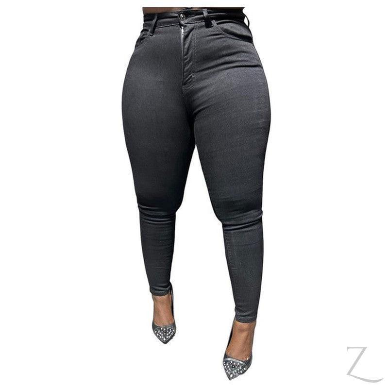 Buy-Ladies High Rise Super Stretchy Super Skinny Super Strong Denim Jeans | Plain | "Fele" - B Grade-Black-26-Online-in South Africa-on Zalemart