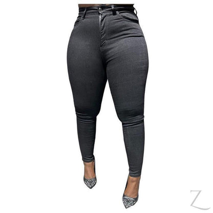 Buy-Ladies High Rise Super Stretchy Super Skinny Super Strong Denim Jeans | Plain | "Fele" - B Grade-Black-26-Online-in South Africa-on Zalemart