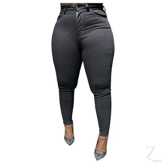 Buy-Ladies High Rise Super Stretchy Super Skinny Super Strong Denim Jeans | Plain | "Fele" - B Grade-Black-26-Online-in South Africa-on Zalemart