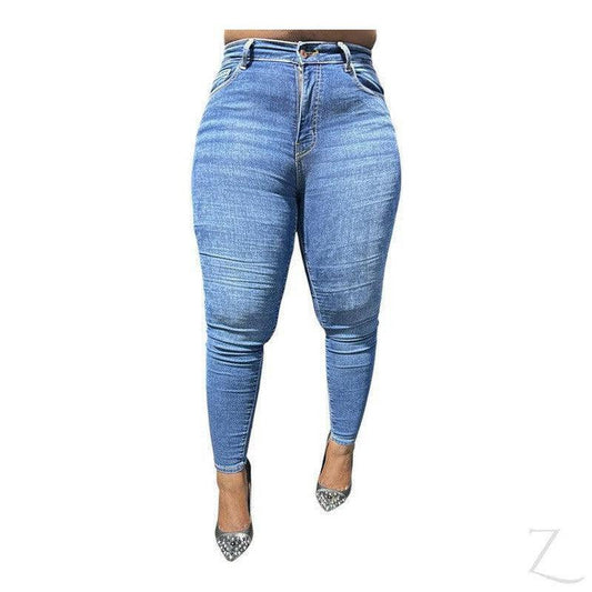 Buy-Ladies High Rise Super Stretchy Super Skinny Super Strong Denim Jeans | Plain | "Fele" - B Grade-Blue-26-Online-in South Africa-on Zalemart