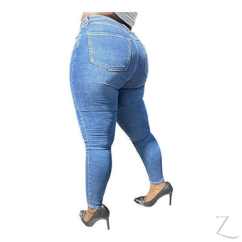 Buy-Ladies High Rise Super Stretchy Super Skinny Super Strong Denim Jeans | Plain | "Fele" - B Grade-Online-in South Africa-on Zalemart