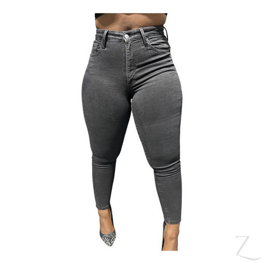 Buy-Ladies High Rise Super Stretchy Super Skinny Super Strong Denim Jeans | Plain | "Futhi" - B Grade-Dark Grey-26-Online-in South Africa-on Zalemart