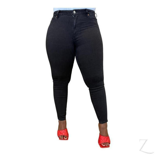 Buy-Ladies High Rise Super Stretchy Super Skinny Super Strong Denim Jeans | Plain | "Sithelo" - B Grade-Charcoal Black-26-Online-in South Africa-on Zalemart