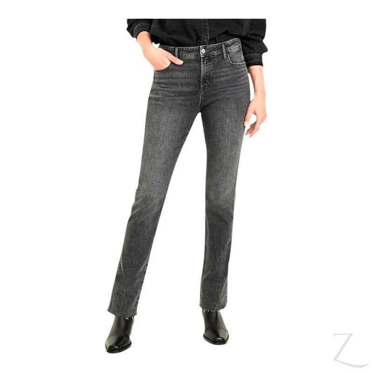 Buy-Ladies High Rise Super Strong Slightly Stretchy Slim Fit Denim Jeans With Cropped Hem | Plain | "Samina" - B Grade-Dark Grey-24-Regular-Online-in South Africa-on Zalemart