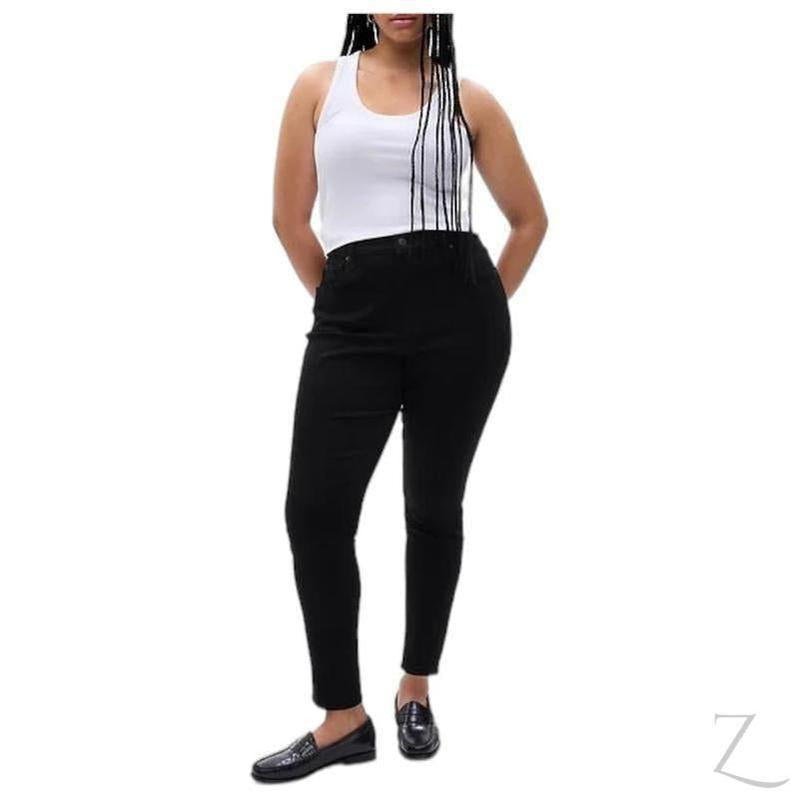 Buy-Ladies High Rise Super Strong Stretchy Skinny Denim Jeans | Plain | "Bobo" - B Grade-Black-24-Regular-Online-in South Africa-on Zalemart