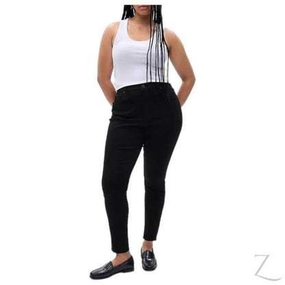 Buy-Ladies High Rise Super Strong Stretchy Skinny Denim Jeans | Plain | "Bobo" - B Grade-Black-24-Regular-Online-in South Africa-on Zalemart