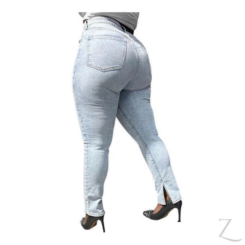 Buy-Ladies High Rise Super Strong Stretchy Vintage Slim Denim Jeans | Slit Hem | "Bobo" - B Grade-Online-in South Africa-on Zalemart
