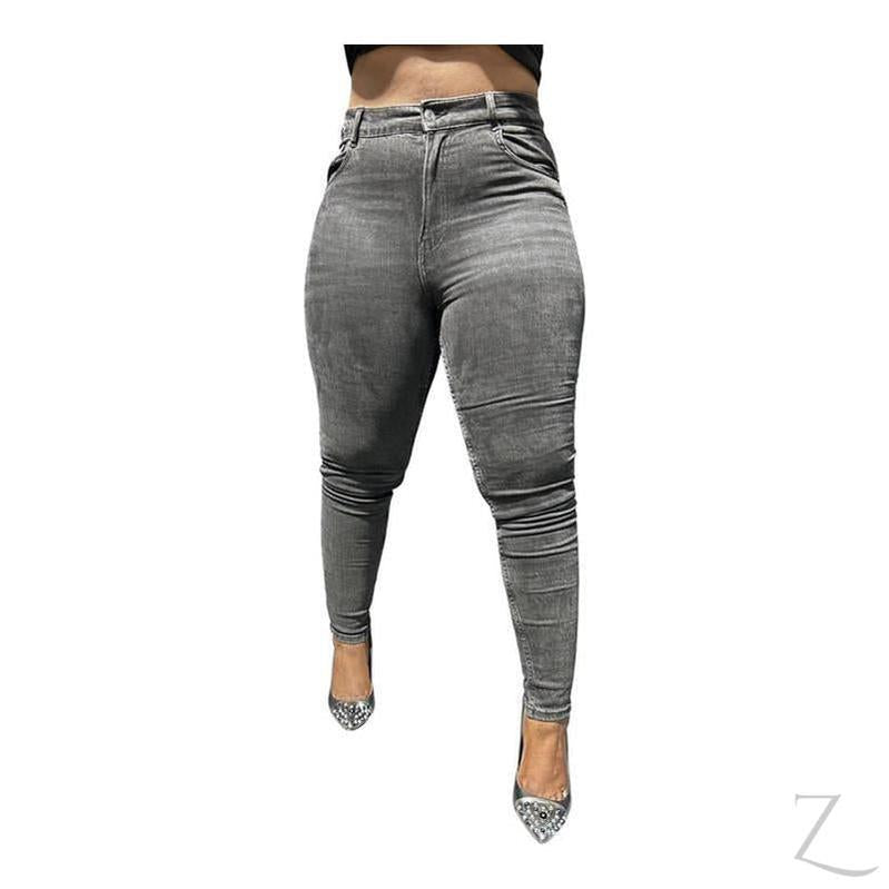 Buy-Ladies High Rise Super Strong Super Skinny Slightly Stretchy Denim Jeans | Plain | "Rio" - B Grade-Charcoal Black-28-Online-in South Africa-on Zalemart